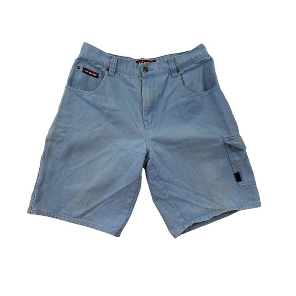 30 Degrees Below Jeans & Co. Men Baby Blue Denim Cargo Shorts Sz 36‎ Y2K - Picture 1 of 5